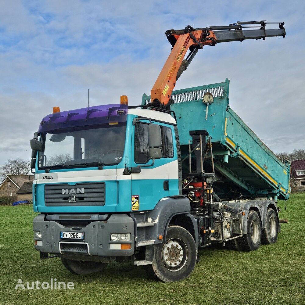 MAN TGA 33.360 TIPPER 3 SIDE CRANE PALFINGER 16502 *REMOTE CONTROL tippelad lastbil